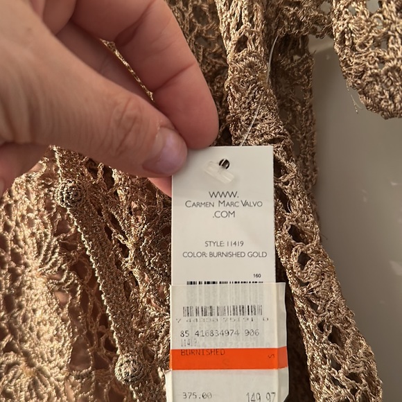 2 pieces!! Carmen Marc Valvo Gorgeous lace like set in a golden thread - small - Picture 8 of 16
